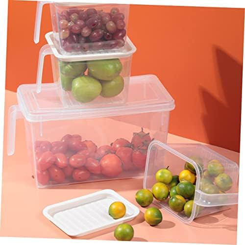 SOLUSTRE Кутија За Складирање Кутија 4 парчиња Со Рачка Контејнери За Зачувување На Овошје Контејнери За Сад За Зеленчук Контејнери За Фрижидер