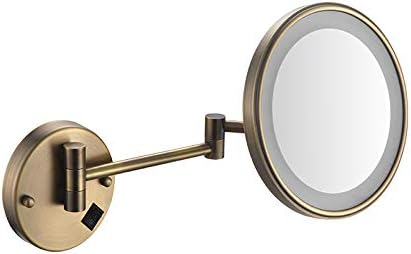 ZSHYP Суета Огледало Со Светла 10x Зголемување, Шминка Огледало 360 Ротирачки Убавина Козметички Огледало Продолжување Круг За Бричење Во