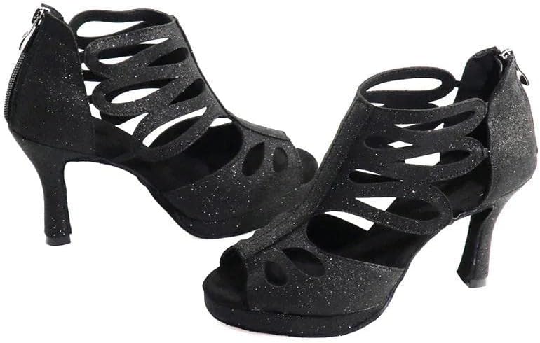 Женска удобна платформа латински танцувачки чевли Rhinestones обичај потпетица салса салса танго удобна игра чевли peиркаат пети