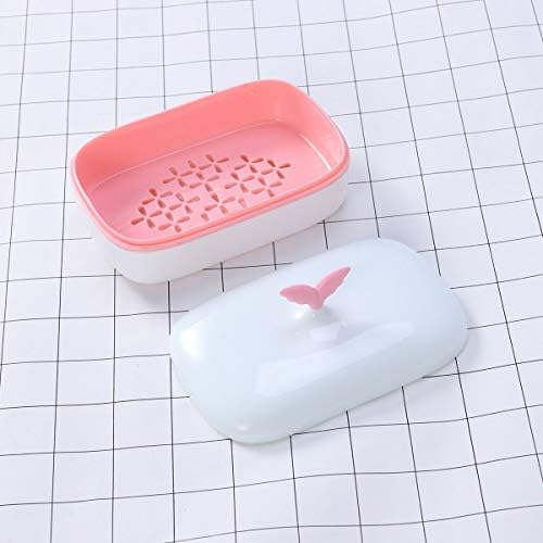 Сапун кутија со двојно слој сапун сапун со држач за сапун со капаци со сапун сапун за сапун за мијалници за бања и кујнски мијалници