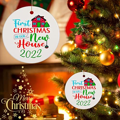 Божиќни украси украси, прв Божиќ во нашиот нов дом 2022 година, Божиќ што виси украси Декоративни декор за подароци во затворено домашна