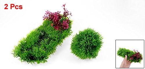 Uxcell 2-парчен пластичен аквариум емулационо водна трева/сет на растенија, зелена
