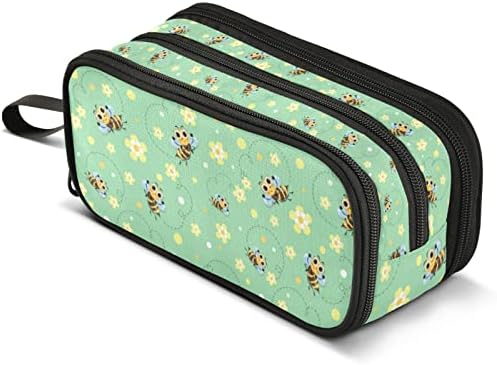 Mnsruu Big Pencl Pens Case, молив торба среќни пчели естетски молив за организатор маркери со молив кутија молив торбичка за девојчиња