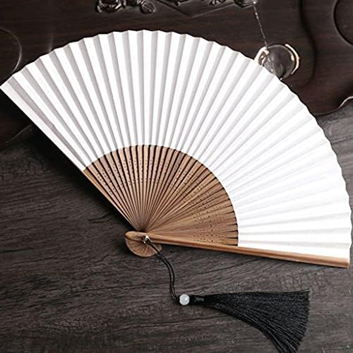 Fanубител на модни рачни навивачи на вентилатор во јапонски стил, двострана вентилатор со хартија со рачка од бамбус ， преносни рачни вентилатори
