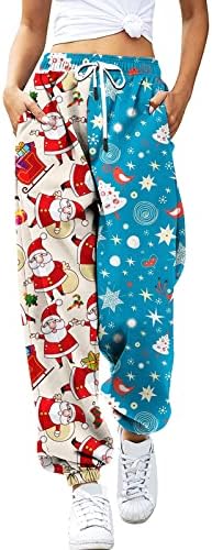 Женски Божиќни џемпери џокери удобни високи половини редовни џемпери новогодишна елка лабава вклопени баги дневни панталони