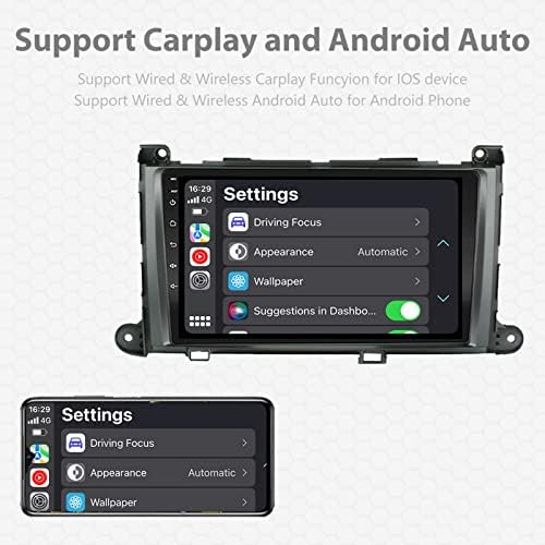Cocheparts Автомобил Стерео За Тојота Сиена Радио 2011-2014 Андроид 11 со 8-Јадро Вграден Apple Carplay/Android Auto/DSP/WiFi/4g Sim Картичка/Контрола