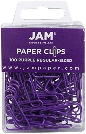 Jamем хартија Шарени стандардни клипови за хартија - Редовни 1 инчи - виолетови хартиени клипови - 100/пакет
