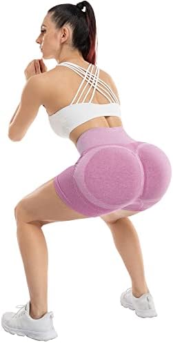 Zllw жени беспрекорни тренинзи за вежбање шорцеви, кревање на задникот со висока половината за компресија фитнес шорцеви 5 inseam
