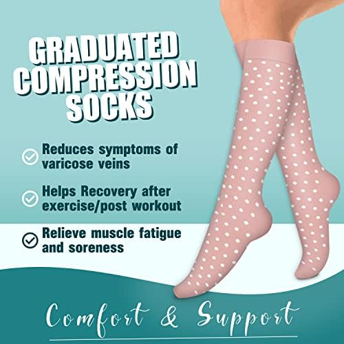 Лаит Хебе 4 парови-компресија чорапи за жени и мажи со најдобра поддршка за медицински сестри, трчање, атлетски