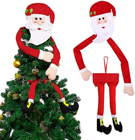 2 Парчиња Голема Новогодишна Елка Топер На Дедо Мраз Во Црвена Капа И Долги Раце Гушкање Украси На Дедо Мраз Декорација На Божиќни Ногарки