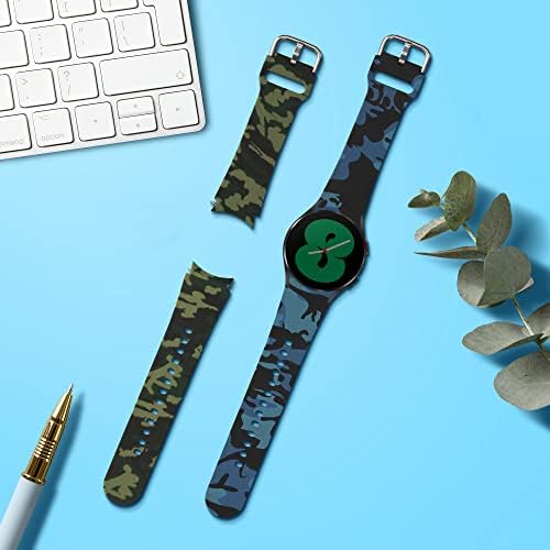 kwmobile tpu силиконски часовник за часовници компатибилен со Samsung Galaxy Watch 4 40mm 44mm/4 Classic 42mm 46mm - 2x опсег - маскирна црна/светло зелена/темно зелена