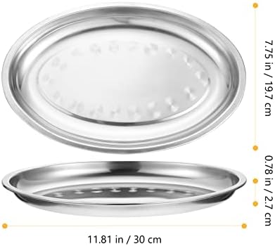 Doitool Гречка за скара од чинија од не'рѓосувачки челик салата за сервирање на сад за мешање на овална форма