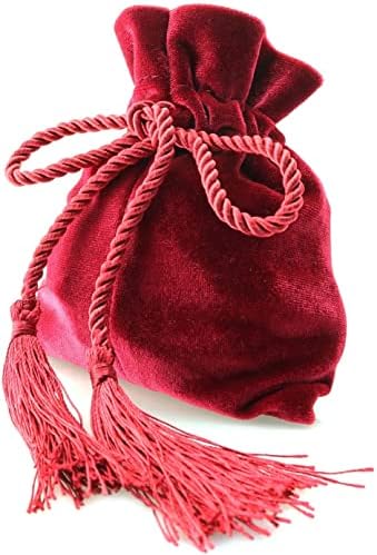 SQXBK Тарот Руна Торба 4 ПАРЧИЊА Кадифе Накит Торбичка За Влечење Торбички За Подароци Со Ресни За Свадбена Забава Божиќ Розова И Вино