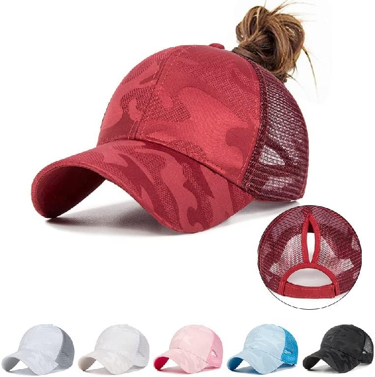 DHTDVD Women'sенски конска опашка за бејзбол капа на жени, летна мрежа има женски модни хип хоп капи, обични прилагодливи на отворено