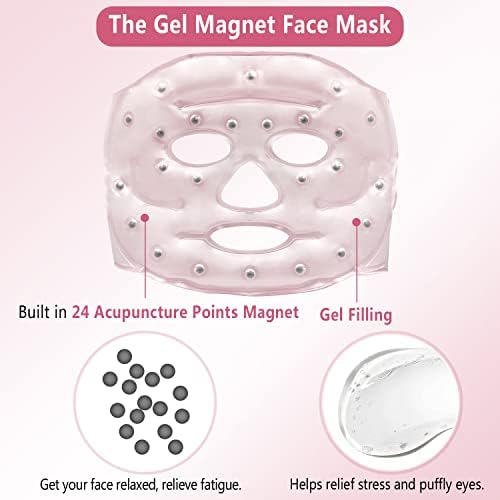 Маска за мраз за лице со акупуни магнети, гел маска за лице за ладна терапија со топла компресија, еднократно ладење и греење на ледено