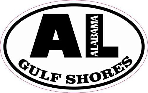 Леклилекалк овален ал заливски брегови на налепница Алабама винил, 4 инчи за 2,5 инчи