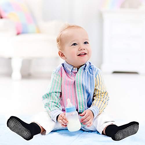 Tphon деца кои не се лизгаат мали деца зафаќаат чорапи 12 пара анти-лизгачки лепливи чорапи за 1-10 години новороденчиња бебе деца