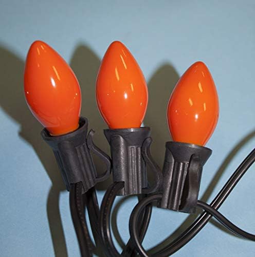 Добар портокалови за Ноќта на вештерките - светилки C7 со црна жица - UL Наведена - За внатрешна и надворешна употреба - сет од 25