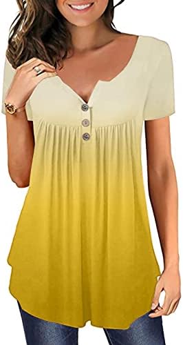 Врвна кошула за женски летен есен краток ракав 2023 vneck памук копче надолу до графичка вратоврска боја врв an