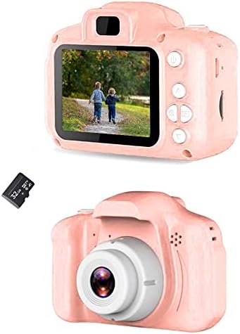 Acuvar Full 1080p Kids Selfie HD Компактен дигитален фото и видео за полнење на видео со 32 GB TF картичка и 2 LCD екран и Micro USB Показ