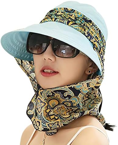 Womenените сончеви капа со одвојлива круна и капаче на вратот на шал, капа за заштита на вратот, капаче од лето широко распространетоста