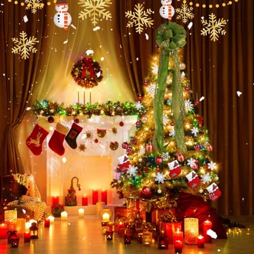 【Клиренс】 сет за украсување на новогодишни елки на Харцо, Божиќна декорација за дрво, DIY Голем Божиќно дрво Topper+16 снегулки+4