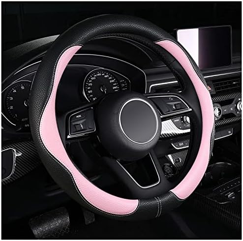 Покривање на розово волан, анти -лизгачки удобност Пу Имитација кожа симпатична додатоци за автомобили за женска девојка, Универзален
