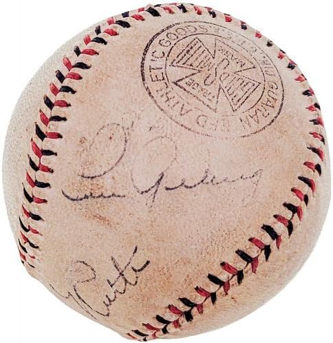 Бебе Рут и Лу Гериг го автограмираа официјалниот лига Бејзбол Yorkујорк Јанкис ПСА/ДНК AJ05877 - Автограмирани бејзбол