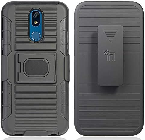 NakedCellphone Black Rugged Case Cover [со држач за зафат на прстите] + [футрола за клип на ременот] + [држач за монтирање на магнетни