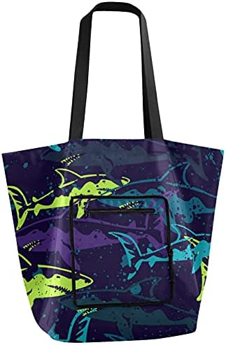 Преклопливо рамо торбичка торба за еднократна употреба на намирници, тешка школа торба торба за шопинг за спортски патувања плажа и ајкула