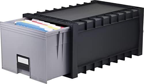 Кутија за складирање на пластични архиви на Storex, буква/правна големина, фиока од 24 инчи, црна