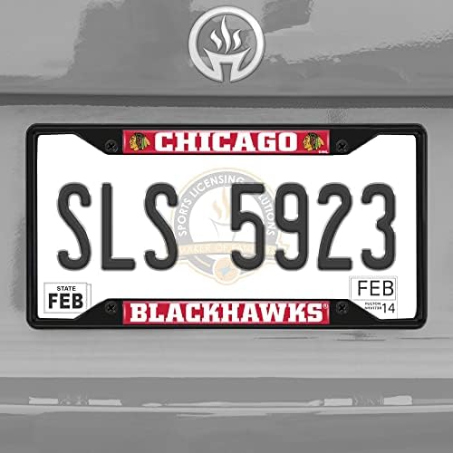 FanMats 31380 Chicago Blackhawks Метална регистарска табличка рамка црна завршница