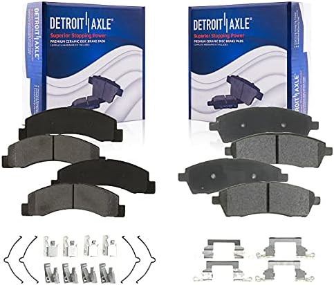 Детроит оска - предни и задни керамички влошки за сопирачките со замена на хардвер за 2000 - 2005 Форд екскурзија 1999 - 2004 F250 F -2550 Super