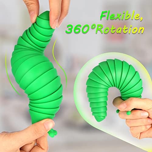 YZMMWST SLUG FIDGET TOY, 2 пакувања Fidget Slug, 3D артикулирани прсти сензорни голтка, ротација на 360 °, направете пријатен звук, играчки