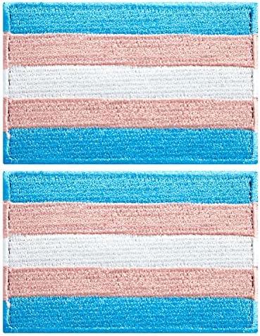 STIDSDS 2 пакет Трансродова гордост Виножито знаме за лепенка геј знамиња извезени закрпи ЛГБТК знамиња воена тактичка лепенка за облека