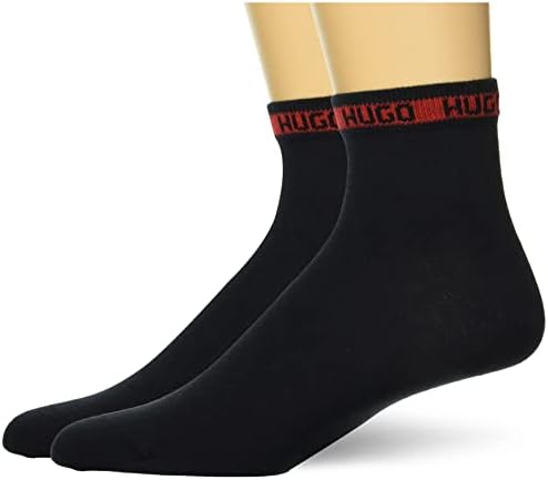 Хуго машки 2-пакувани ленти за дизајн лого памучни кратки чорапи