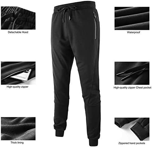 Linspllo mens joggers панталони со џебови со патенти Атлетски панталони со затегнување на џемпери за мажи за голф панталони за патеки