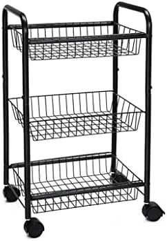 N/A 3 ниво кујна количка на тркала со количка за рачка за кујнски бања кабинет бело црно