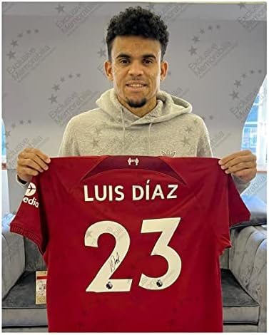 Ексклузивни Сувенири Луис Дијаз Го Потпиша Фудбалскиот Дрес На Ливерпул 2022-23