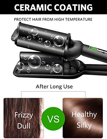 Професионална коса од коса 2 барел виткање железо 30 мм брзо загревање на косата Кримпер железо тројно коса виткање со ЛЦД -дисплеј Температура