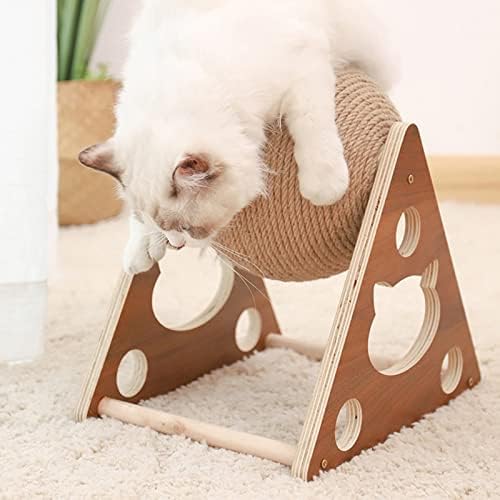 Мачка за гребење играчка играчка вградена во bellвоно природна сисал мачка гребење ротирачка топка мачка гребење топка за мачки мачиња интерактивно