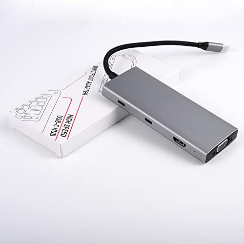 USB C Hub адаптер USB C Dongle за MacBook Pro, 9 во 1 USB C до HDMI мултипорт адаптер компатибилен за USB C лаптопи и други уреди од типот Ц.