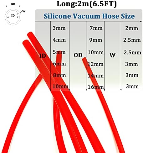 10мм силиконска вакуумска цевка линија за црево од 3 мм wallид дебела 6,5ft црна боја