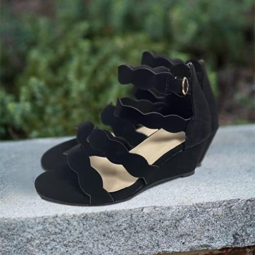 Енвез платформа Сандали за жени облечени отворени пети слајдови лизгачи летни чевли за одење против лизгање широко вклопуваат сандали