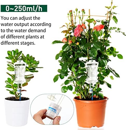 2 Поставете растителна торба за вода автоматски систем за наводнување на растенија 350ml наводнување капка по капка со метална шипка за поддршка