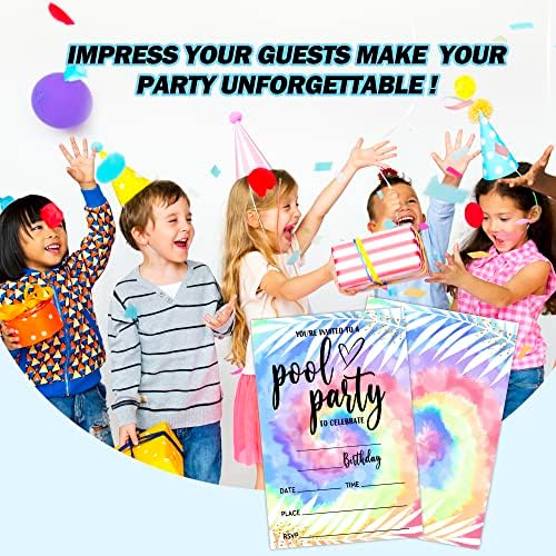 Haipino сет од 20 картички за покани за роденден со коверти за деца, покана за роденденска забава за бои за момчиња или девојчиња,