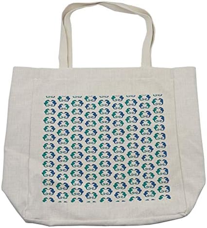 Торба за купување на морски коњи Амбесон, украсни цртежи на наутички суштества што се вртат опашки, еколошка торба за еднократно за намирници и