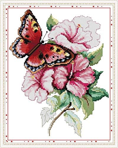 Mondart го запечати комплетот за вкрстени бод. Целосен спектар на комплети за стартување на везови за почетници-butterfly Love Flower 18
