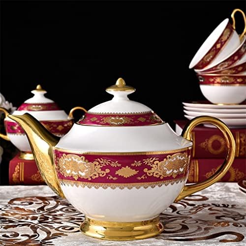 MJWDP 15 парчиња коска Кина црвени налепници кафе сет модерен сет за чај од порцелан од порцелан