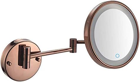 Zaahh 8 инчи LED светлосен wallид за монтирање на суета шминка огледала со двојно еднострано огледало на допир Зголемување на козметичко